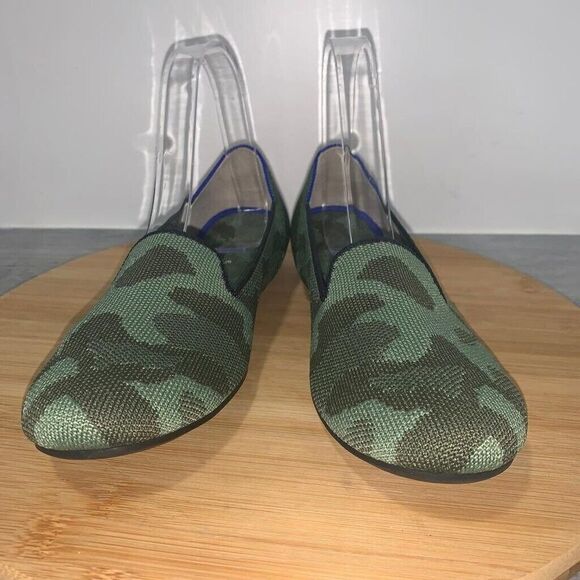Rothys Womens 8 Olive Green Camo The Loafer Shoes Washable Knit Comfort Slip On - Picture 5 of 10